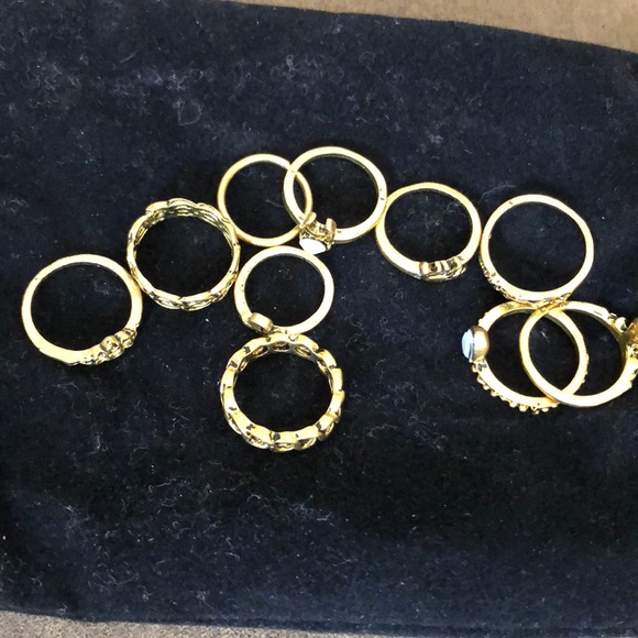 Last one! Set Of 10 Gold tone Boho Rings New!! - Picture 2 of 4